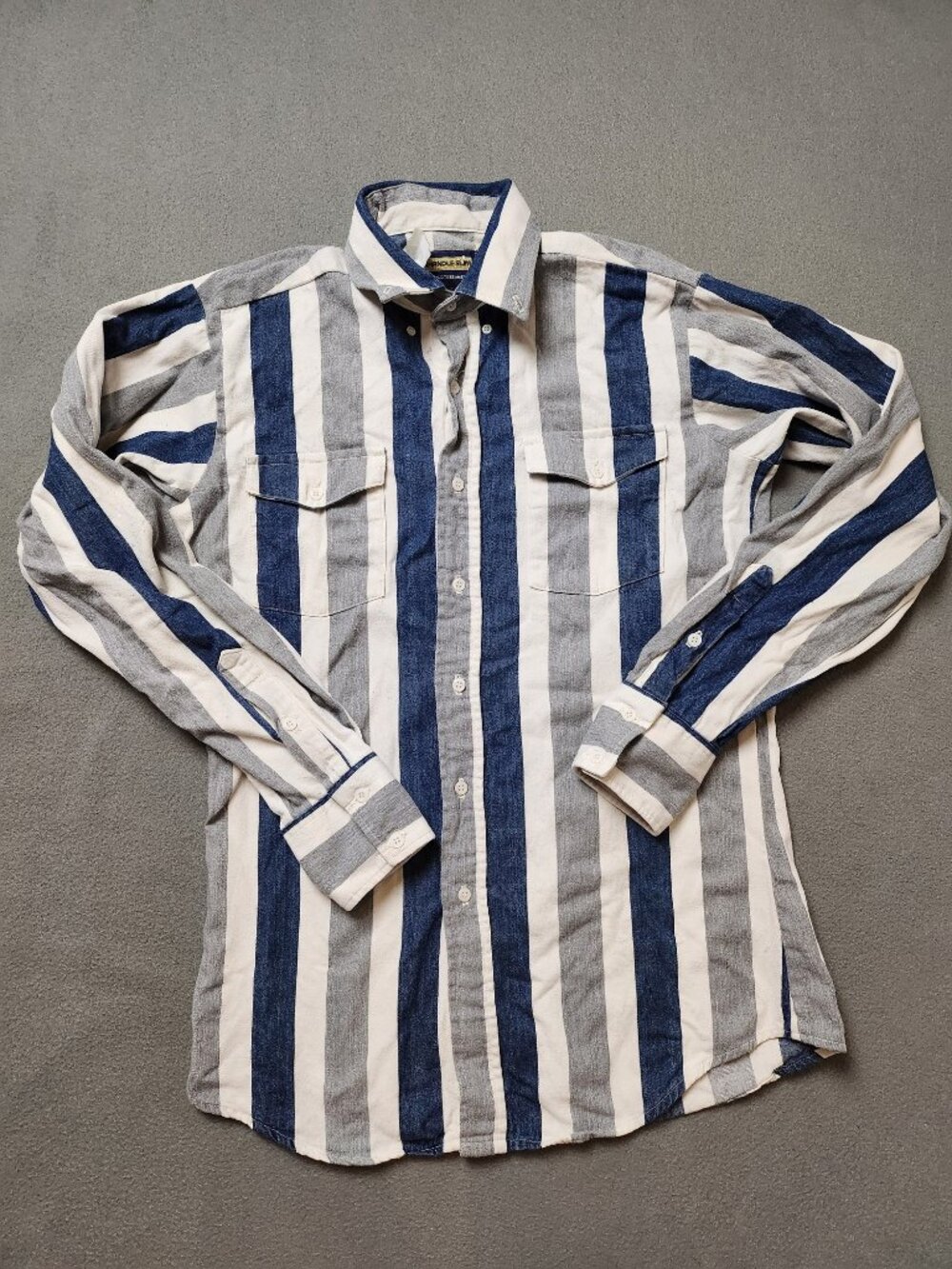 Panhandle Slim Men's M Western Shirt Wide Stripe Blue Gray